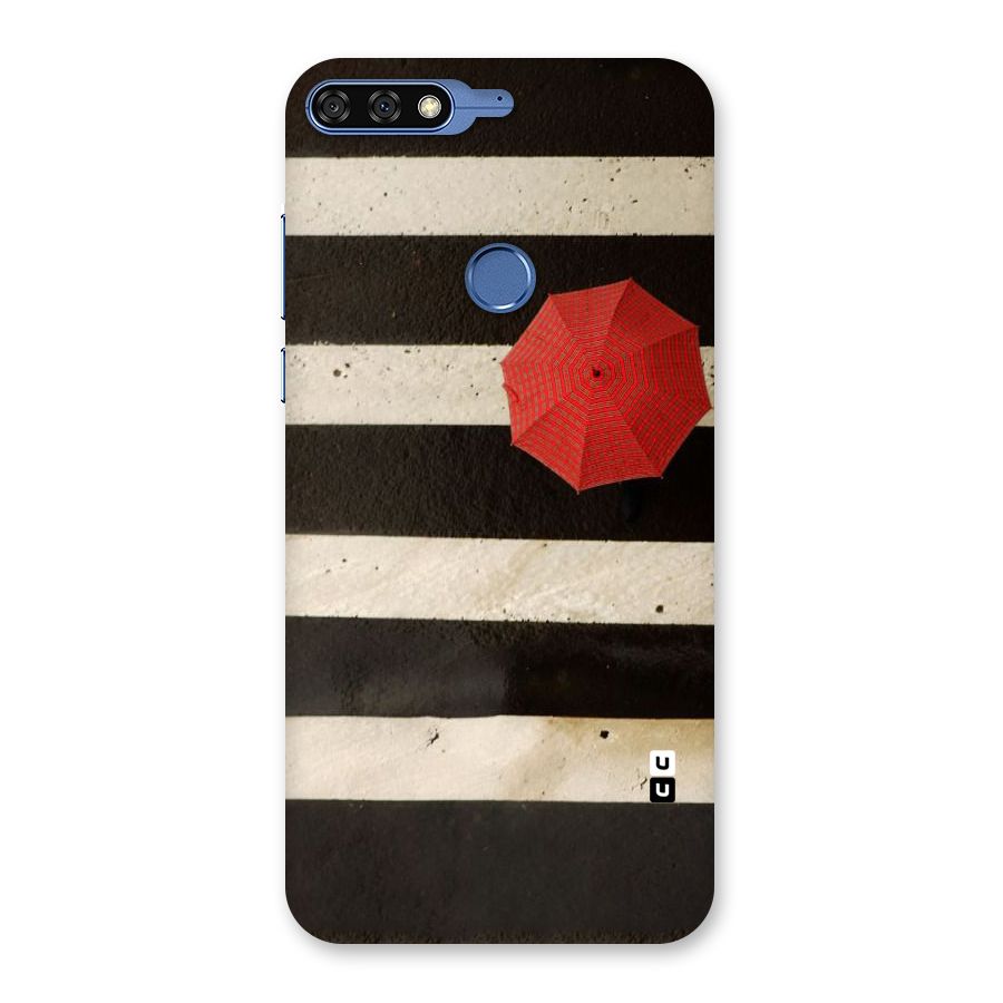 Single Red Umbrella Stripes Back Case for Honor 7C