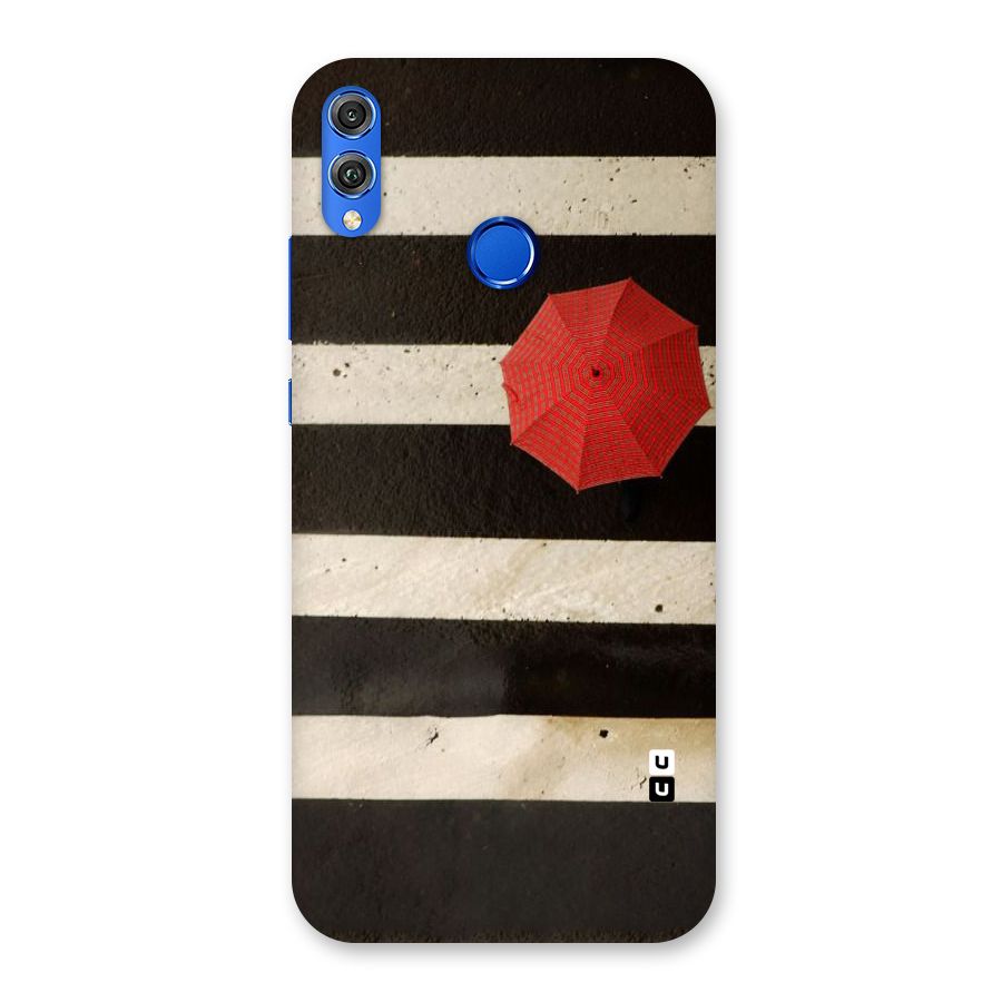 Single Red Umbrella Stripes Back Case for Honor 8X