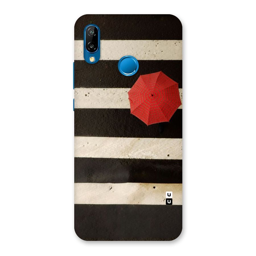 Single Red Umbrella Stripes Back Case for Huawei P20 Lite
