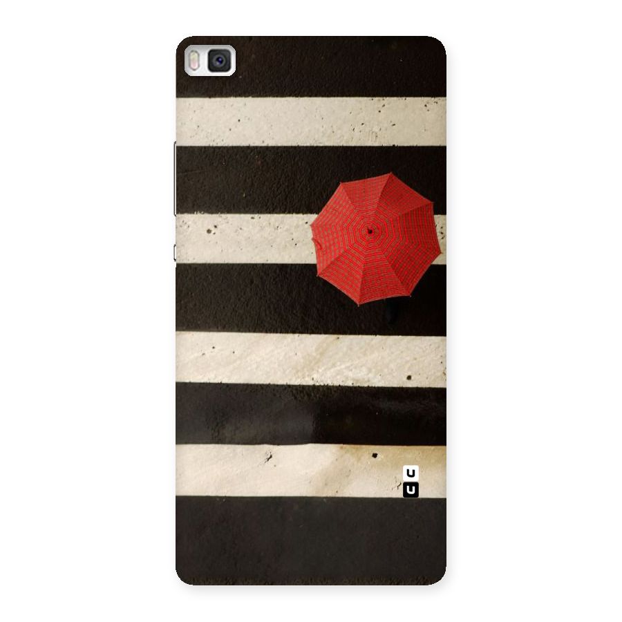 Single Red Umbrella Stripes Back Case for Huawei P8