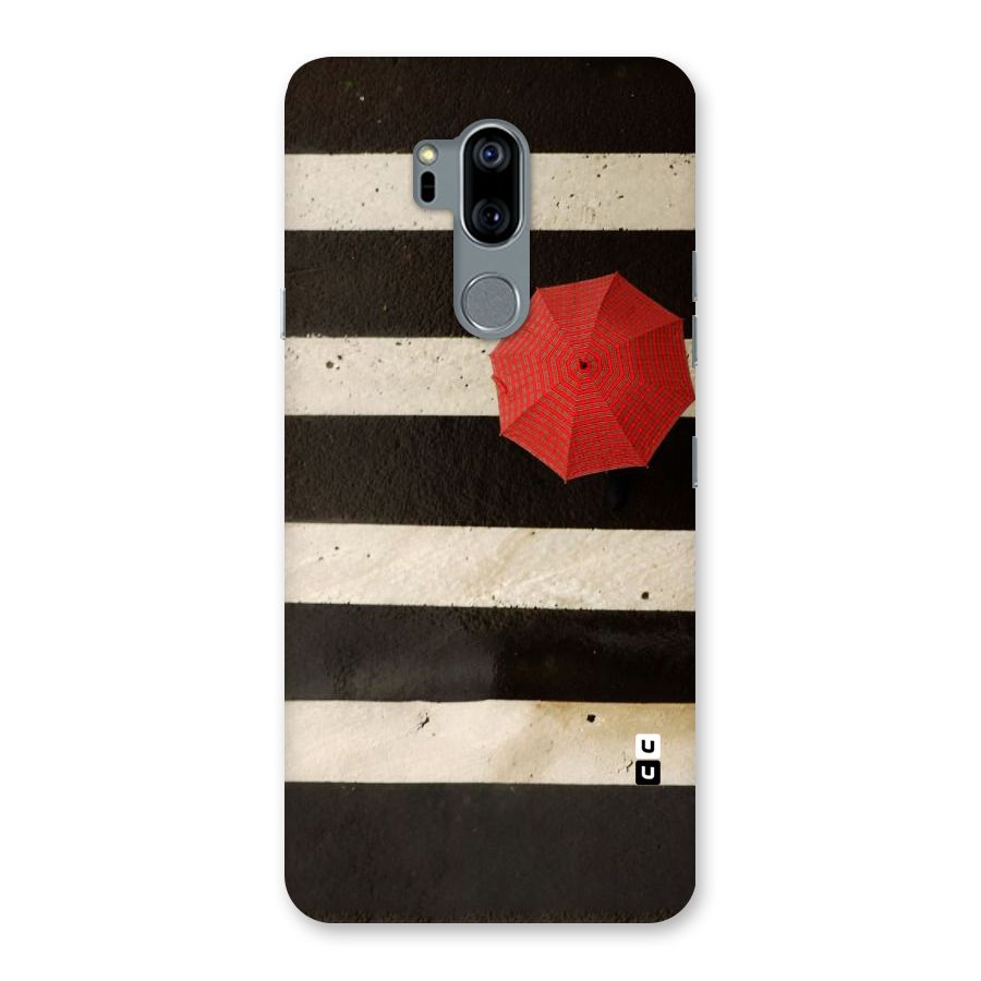 Single Red Umbrella Stripes Back Case for LG G7