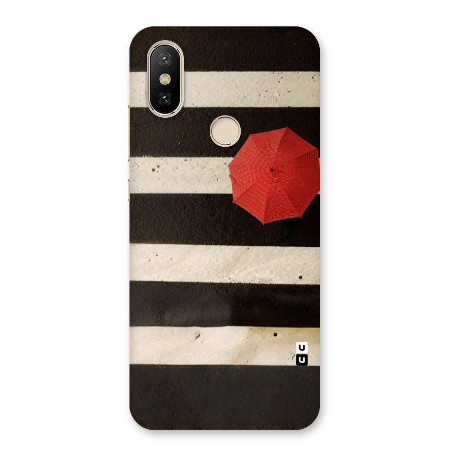 Single Red Umbrella Stripes Back Case for Mi A2