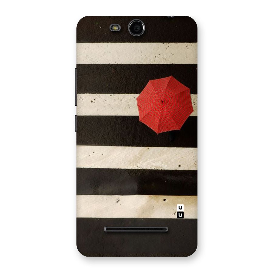 Single Red Umbrella Stripes Back Case for Micromax Canvas Juice 3 Q392