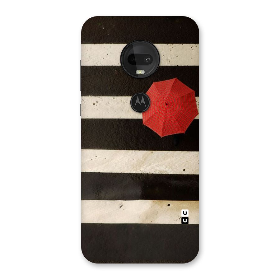 Single Red Umbrella Stripes Back Case for Moto G7