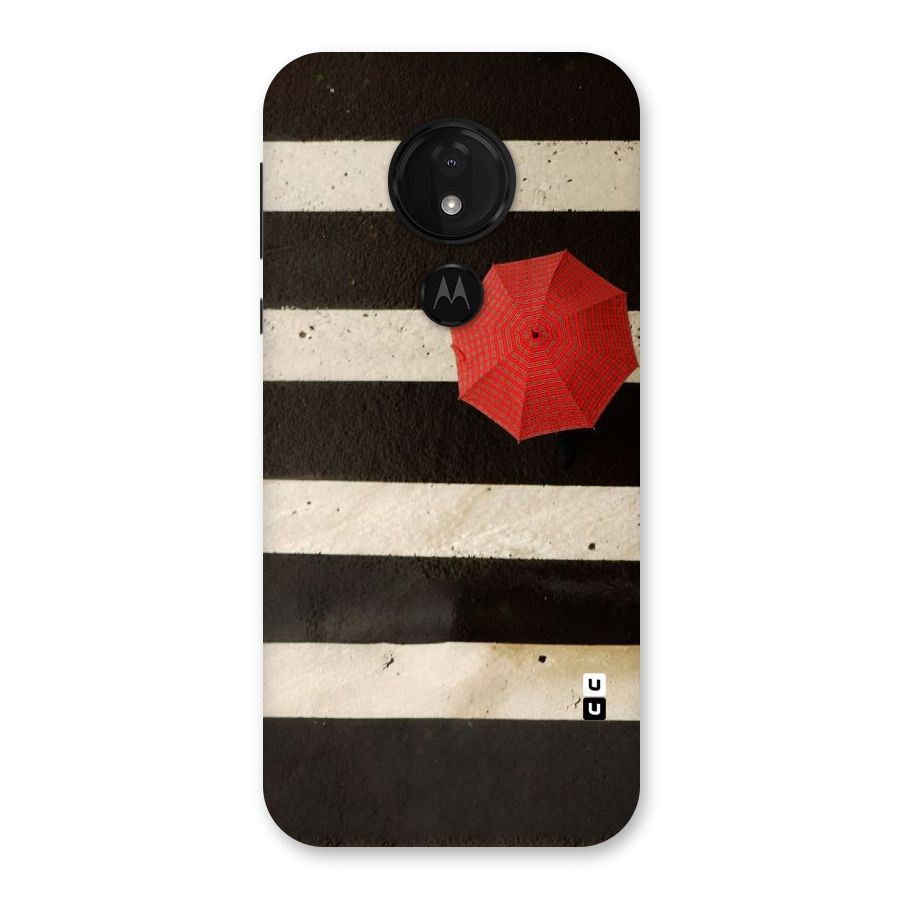 Single Red Umbrella Stripes Back Case for Moto G7 Power