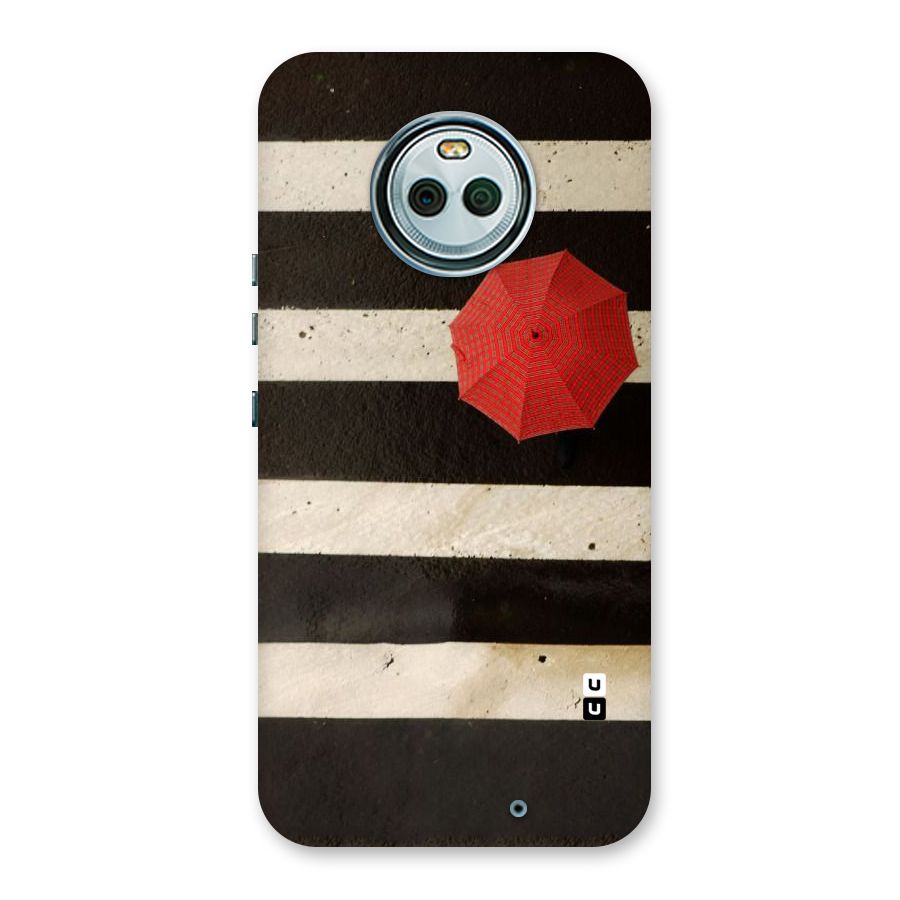 Single Red Umbrella Stripes Back Case for Moto X4
