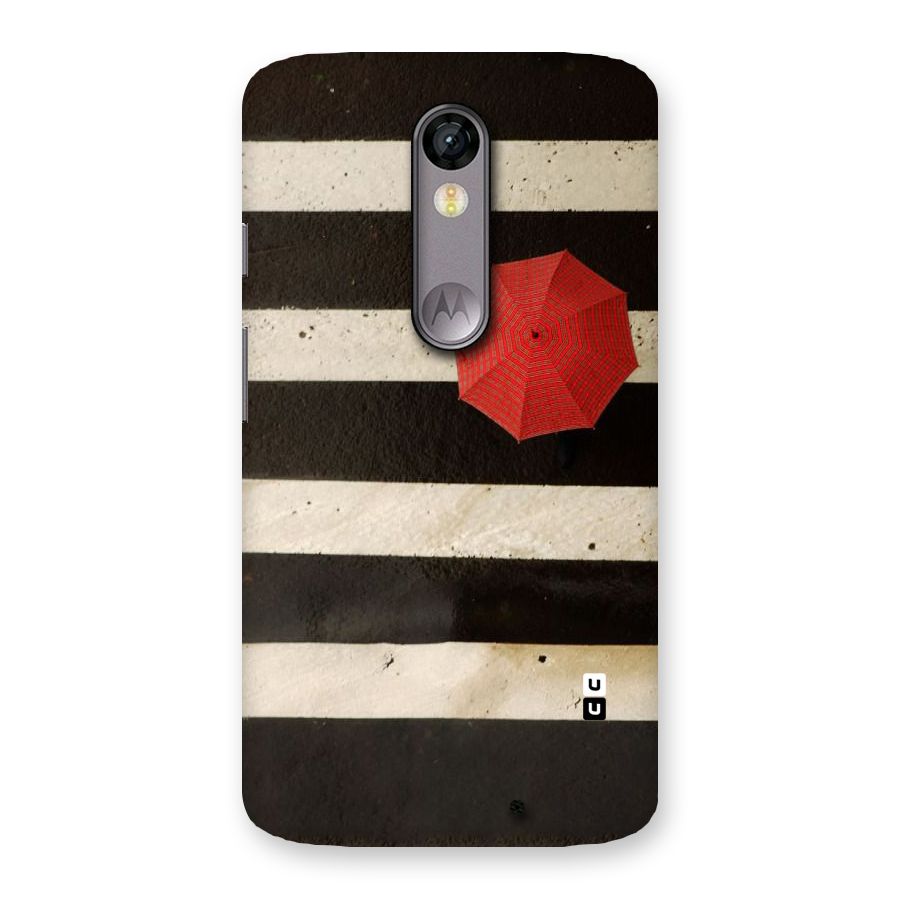 Single Red Umbrella Stripes Back Case for Moto X Force