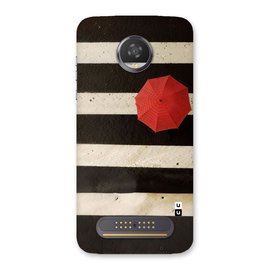 Single Red Umbrella Stripes Back Case for Moto Z2 Play