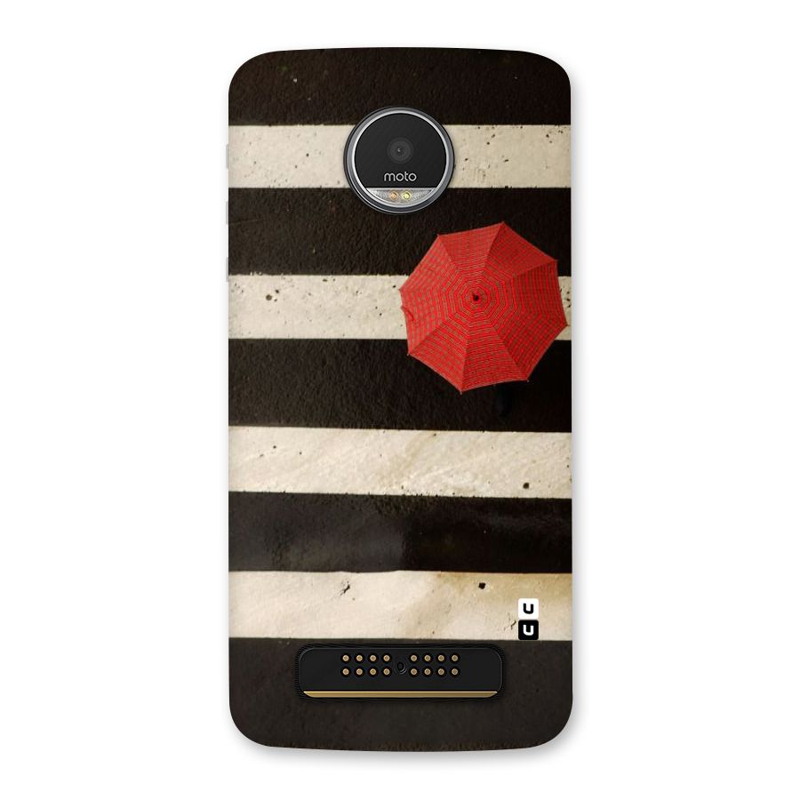 Single Red Umbrella Stripes Back Case for Moto Z Play