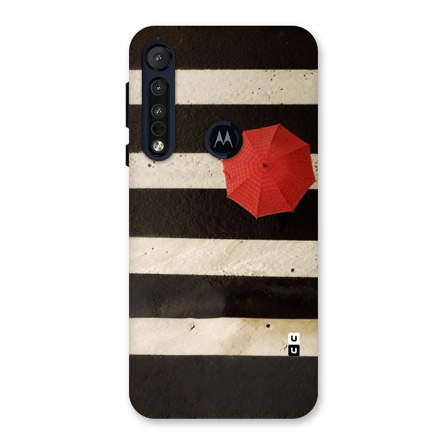Single Red Umbrella Stripes Back Case for Motorola One Macro