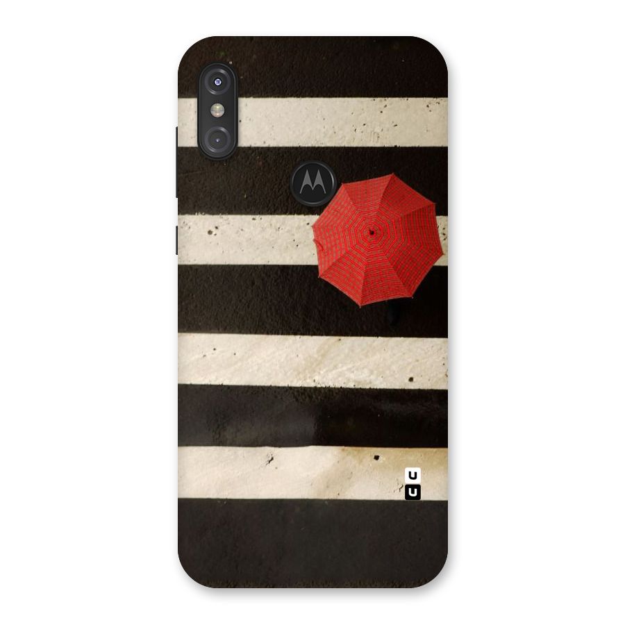 Single Red Umbrella Stripes Back Case for Motorola One Power