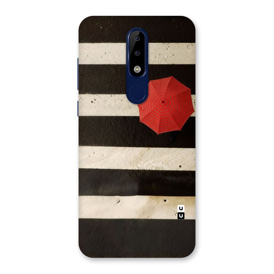 Single Red Umbrella Stripes Back Case for Nokia 5.1 Plus