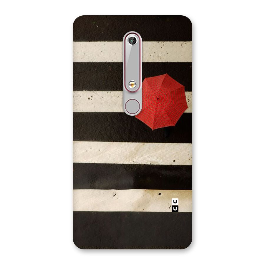 Single Red Umbrella Stripes Back Case for Nokia 6.1