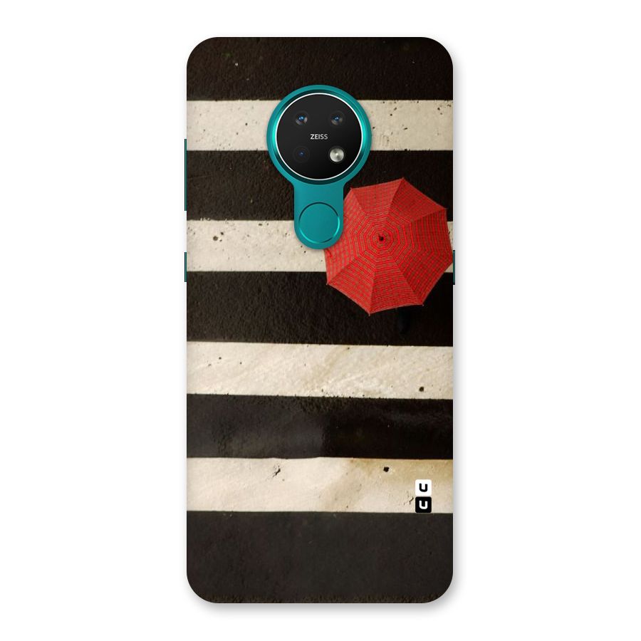 Single Red Umbrella Stripes Back Case for Nokia 7.2