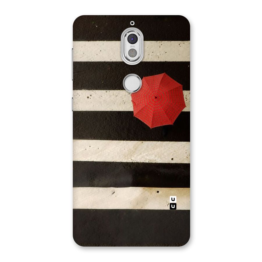 Single Red Umbrella Stripes Back Case for Nokia 7