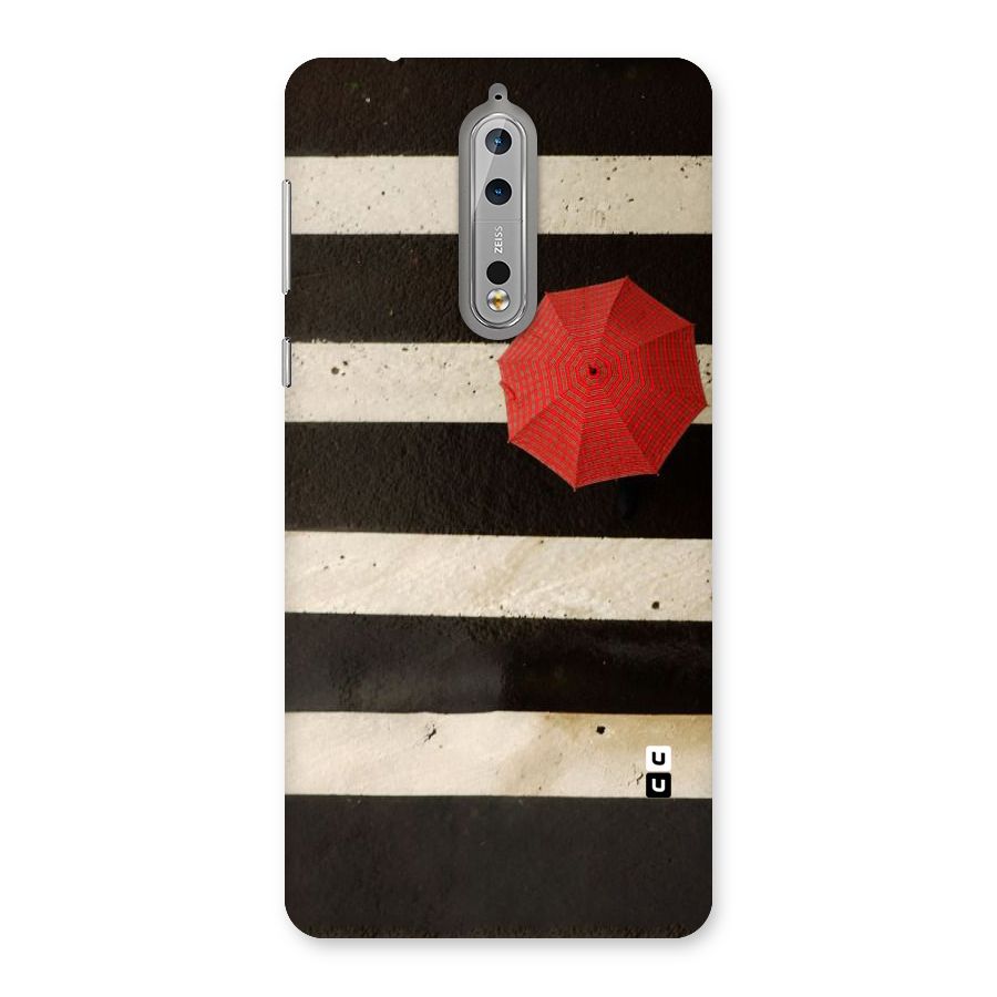 Single Red Umbrella Stripes Back Case for Nokia 8