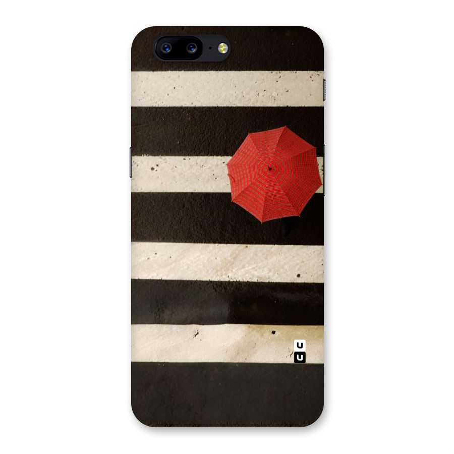 Single Red Umbrella Stripes Back Case for OnePlus 5