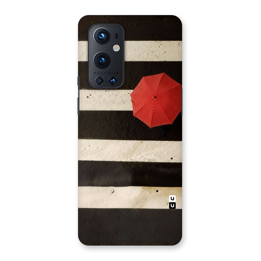 Single Red Umbrella Stripes Back Case for OnePlus 9 Pro
