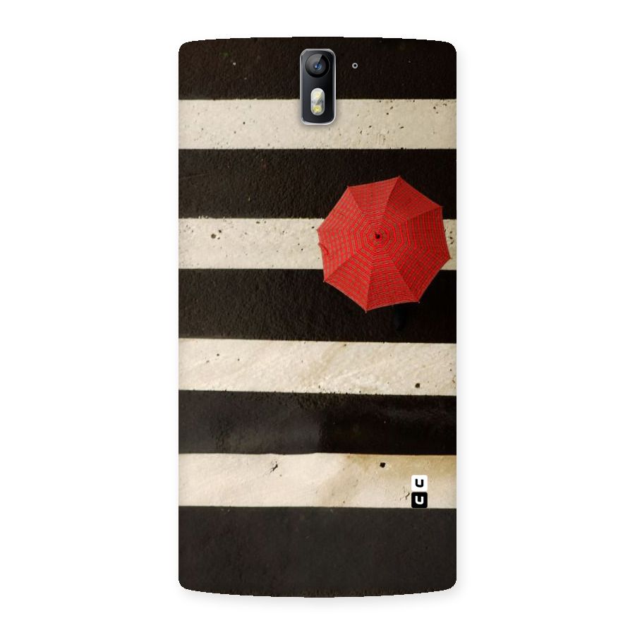Single Red Umbrella Stripes Back Case for One Plus One