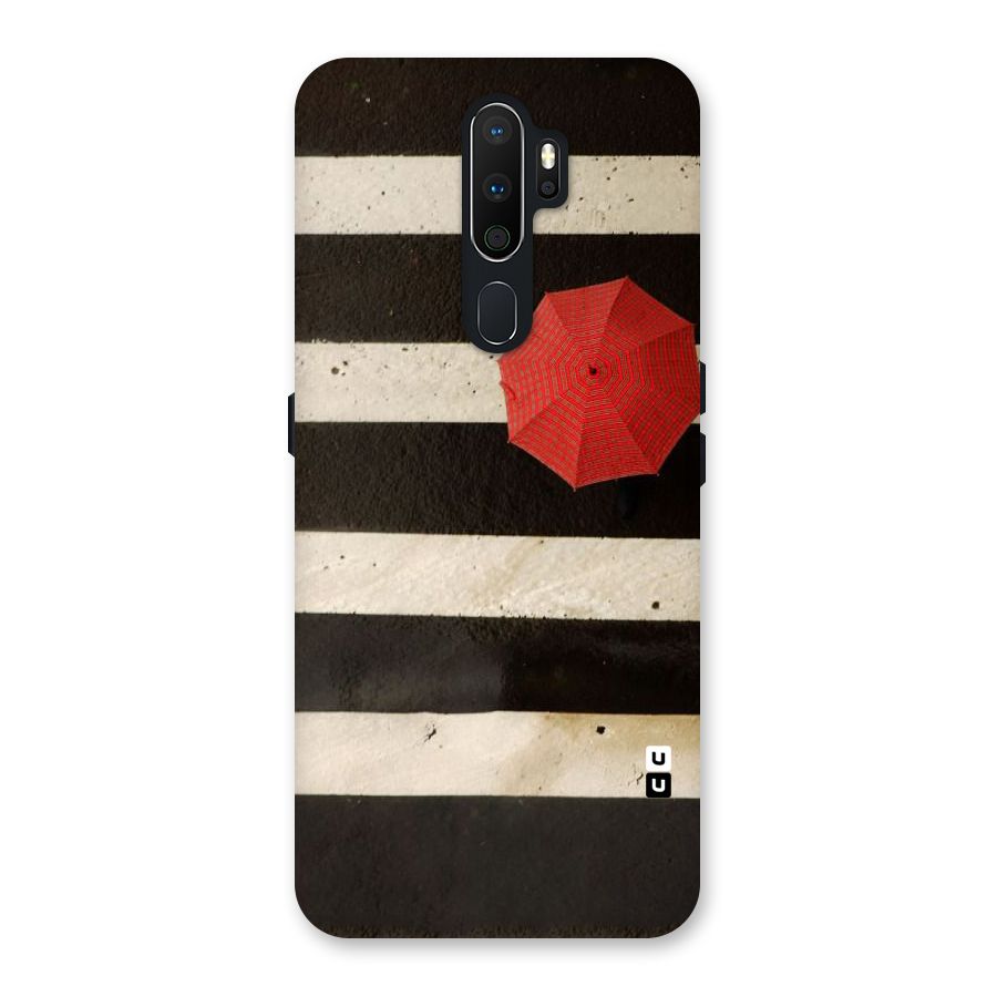 Single Red Umbrella Stripes Back Case for Oppo A5 (2020)