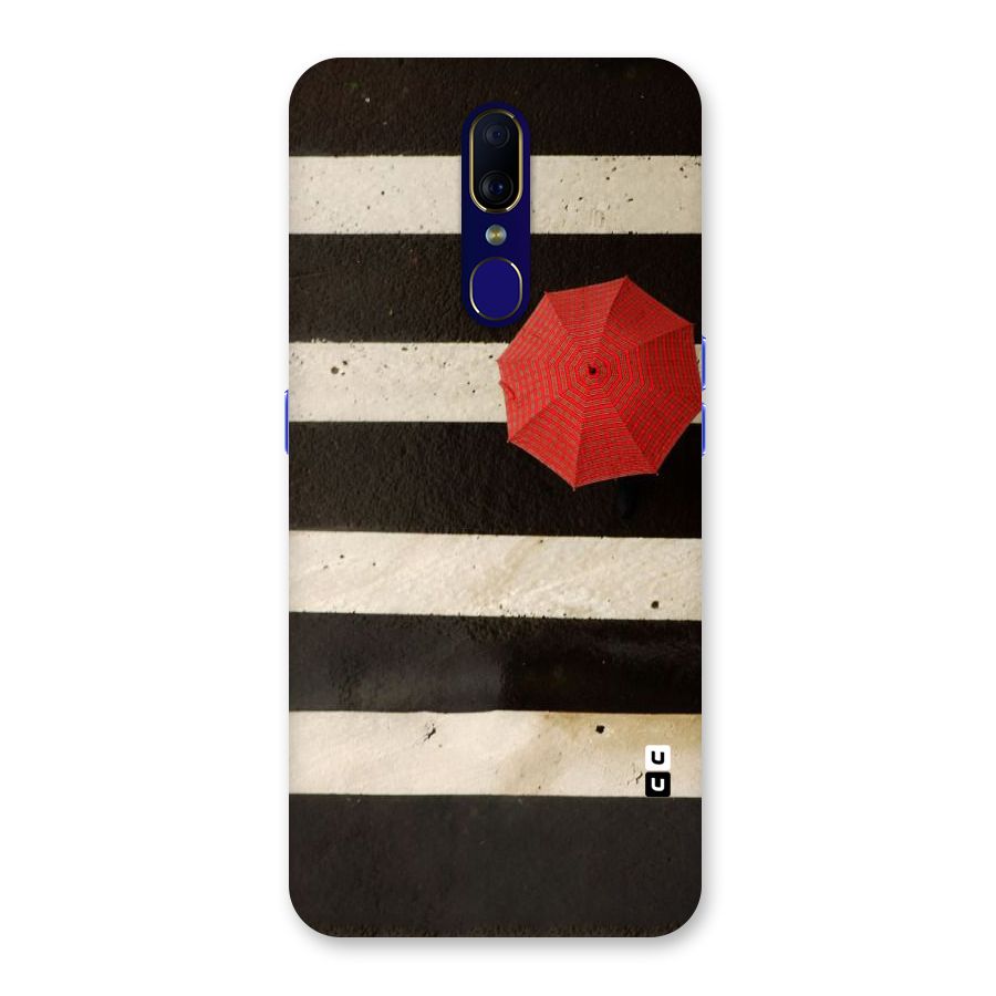 Single Red Umbrella Stripes Back Case for Oppo A9