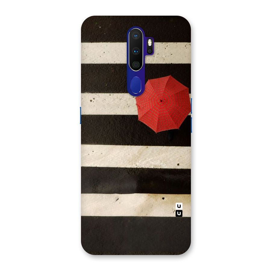 Single Red Umbrella Stripes Back Case for Oppo A9 (2020)
