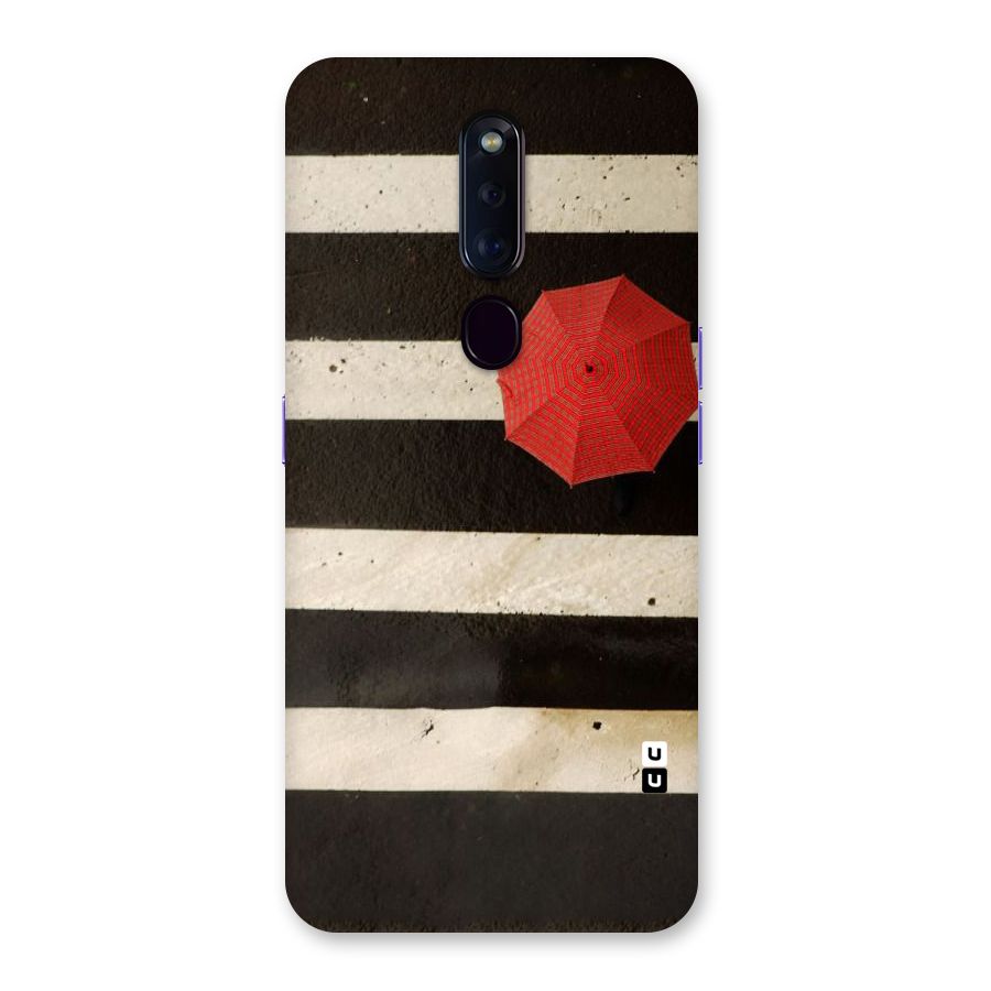 Single Red Umbrella Stripes Back Case for Oppo F11 Pro