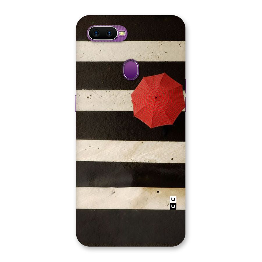 Single Red Umbrella Stripes Back Case for Oppo F9
