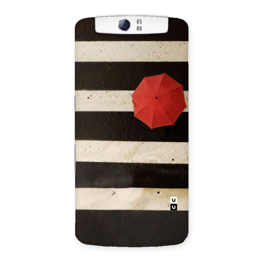Single Red Umbrella Stripes Back Case for Oppo N1