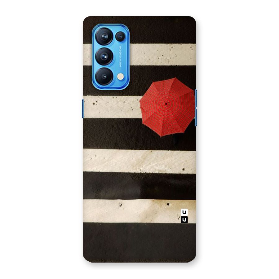 Single Red Umbrella Stripes Back Case for Oppo Reno5 Pro 5G