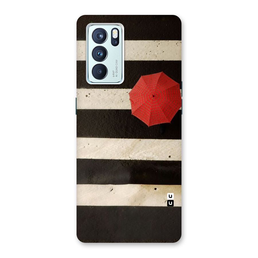 Single Red Umbrella Stripes Back Case for Oppo Reno6 Pro 5G