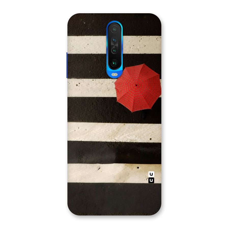 Single Red Umbrella Stripes Back Case for Poco X2