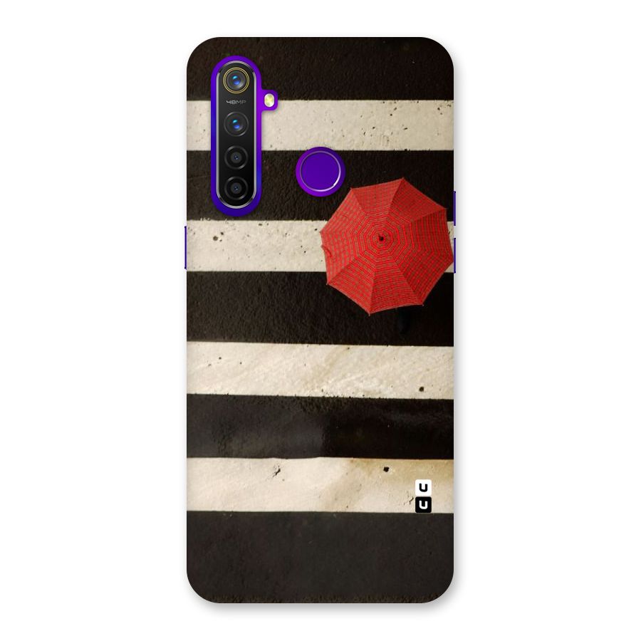 Single Red Umbrella Stripes Back Case for Realme 5 Pro