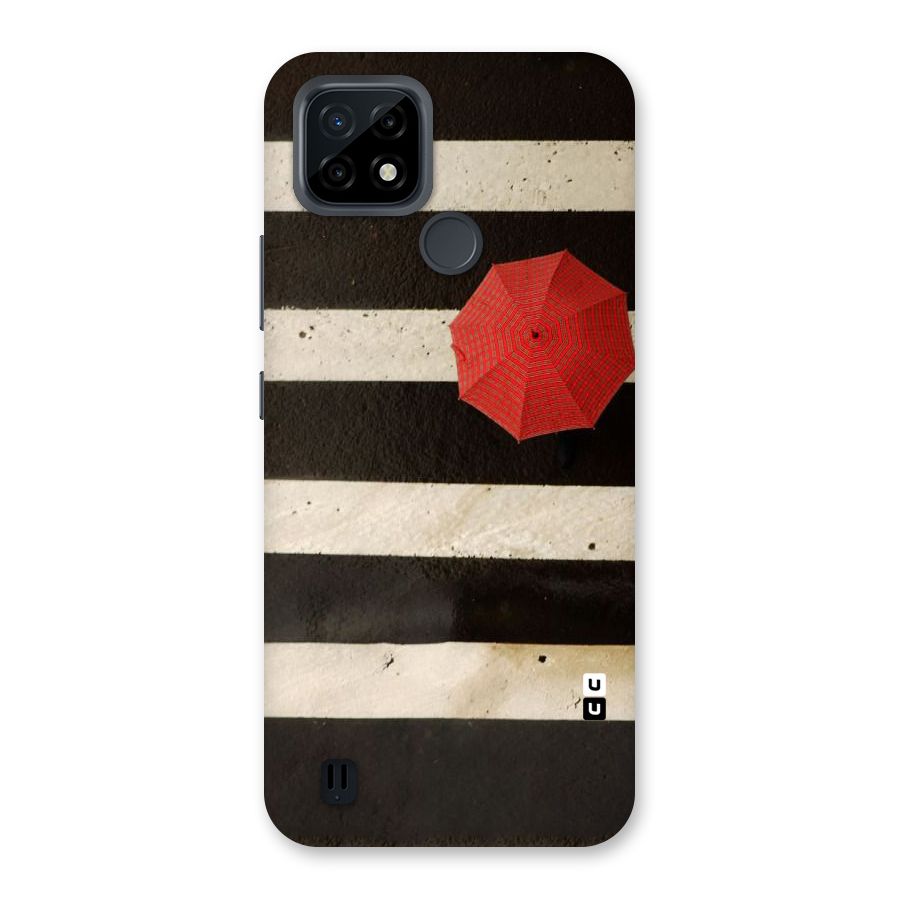 Single Red Umbrella Stripes Back Case for Realme C21