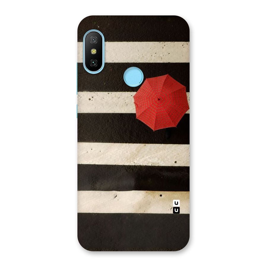 Single Red Umbrella Stripes Back Case for Redmi 6 Pro