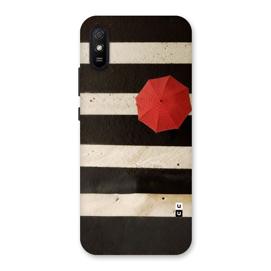Single Red Umbrella Stripes Back Case for Redmi 9A