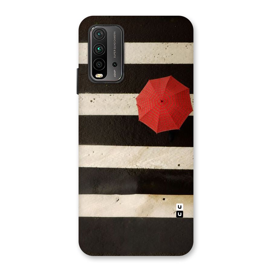 Single Red Umbrella Stripes Back Case for Redmi 9 Power
