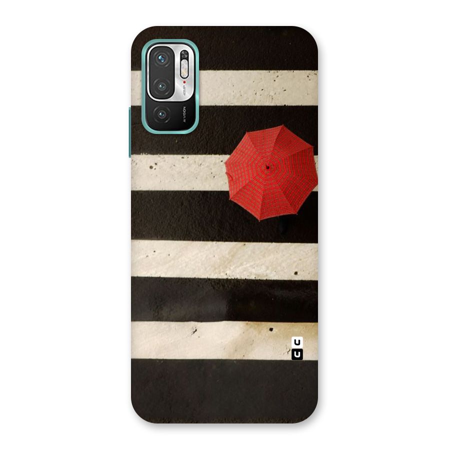 Single Red Umbrella Stripes Back Case for Redmi Note 10T 5G