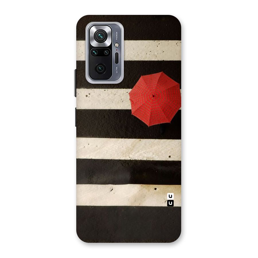 Single Red Umbrella Stripes Back Case for Redmi Note 10 Pro