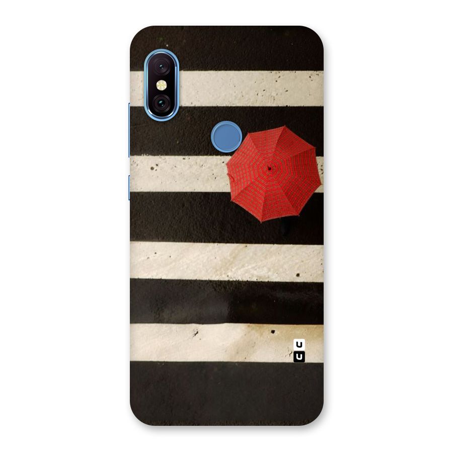 Single Red Umbrella Stripes Back Case for Redmi Note 6 Pro