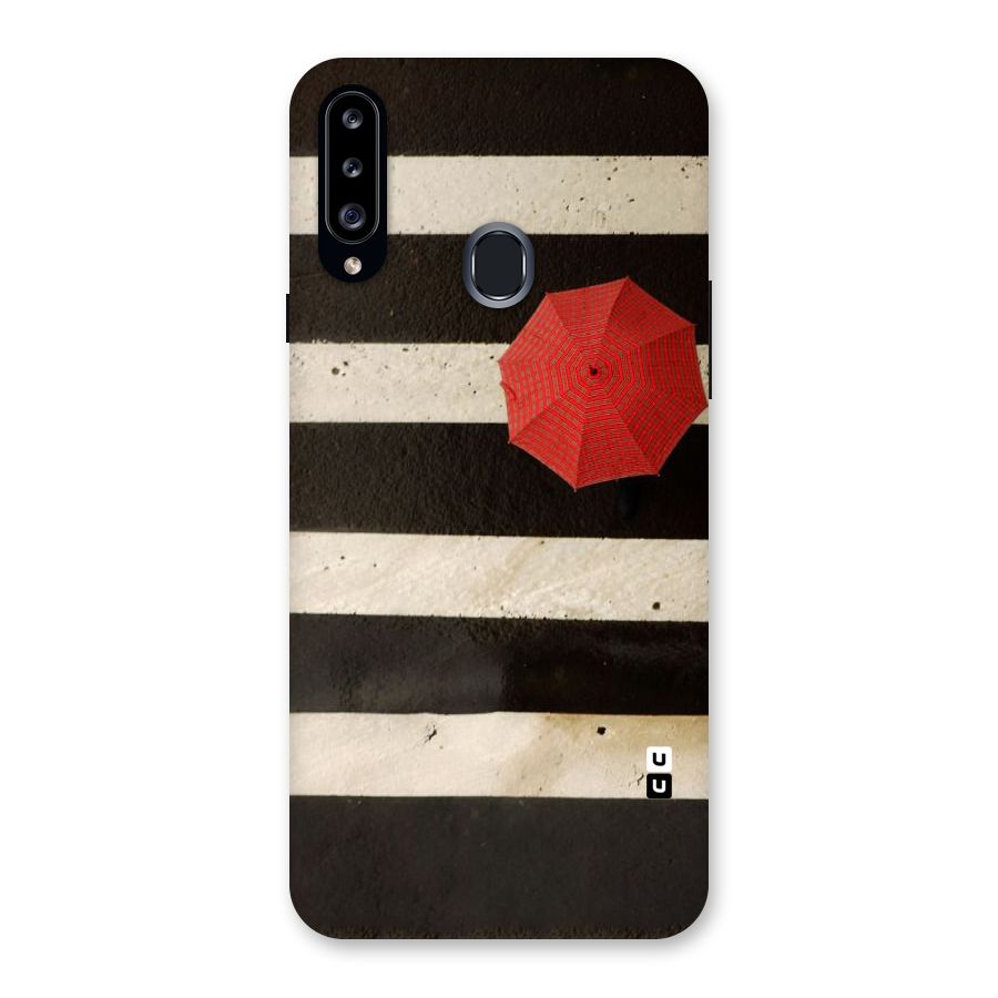 Single Red Umbrella Stripes Back Case for Samsung Galaxy A20s