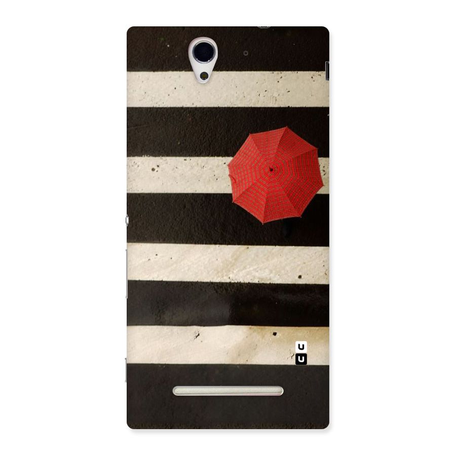 Single Red Umbrella Stripes Back Case for Sony Xperia C3