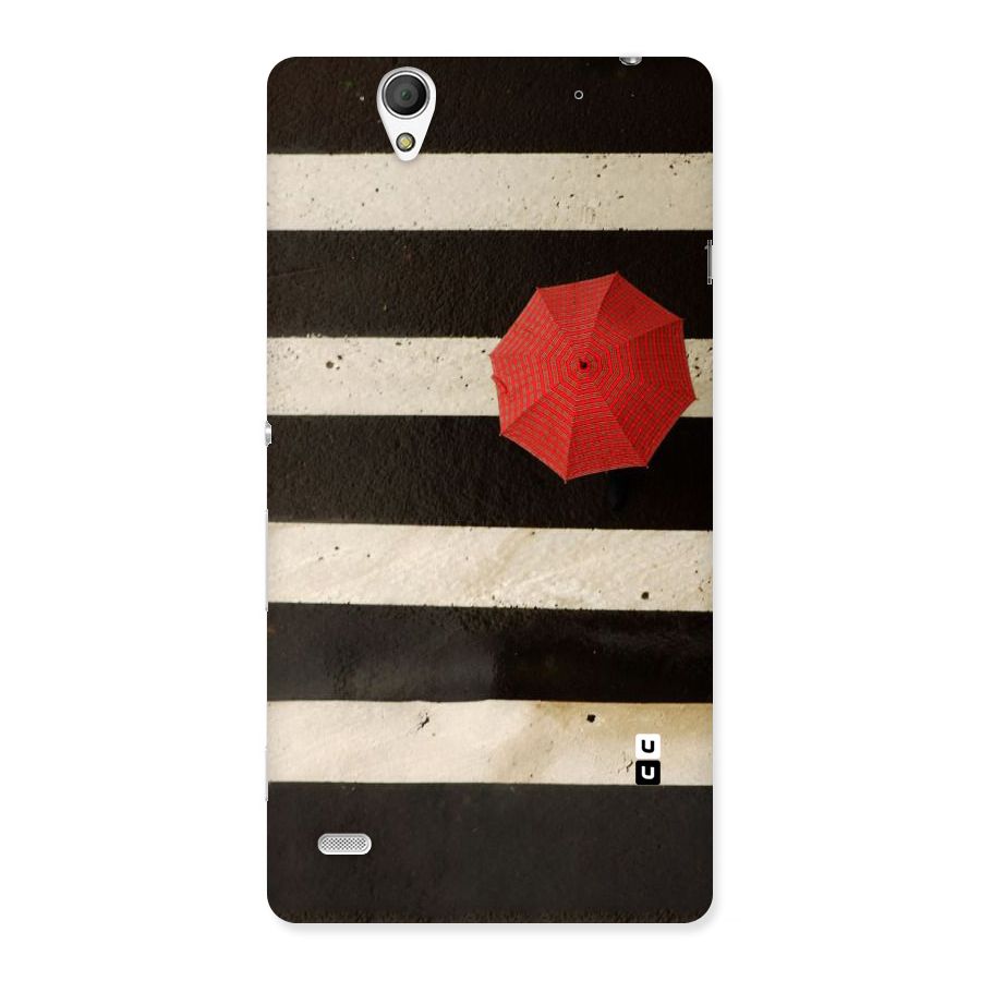Single Red Umbrella Stripes Back Case for Sony Xperia C4