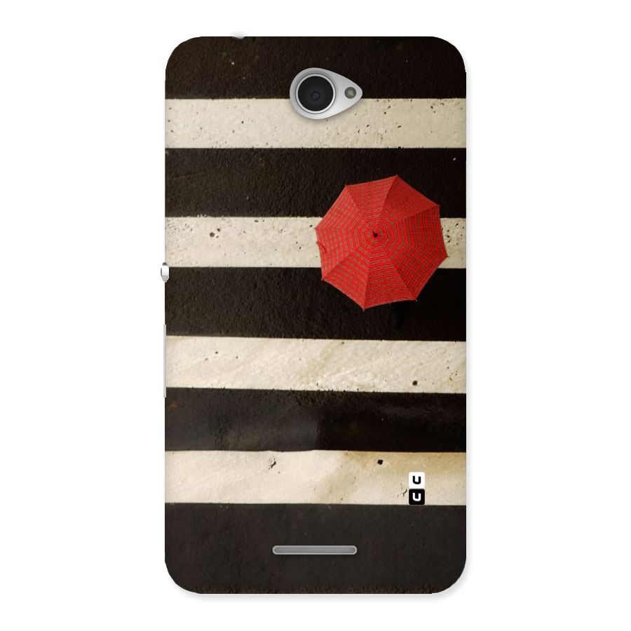 Single Red Umbrella Stripes Back Case for Sony Xperia E4