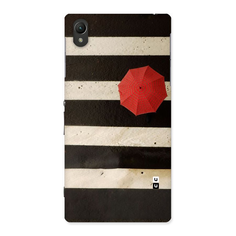 Single Red Umbrella Stripes Back Case for Sony Xperia Z1