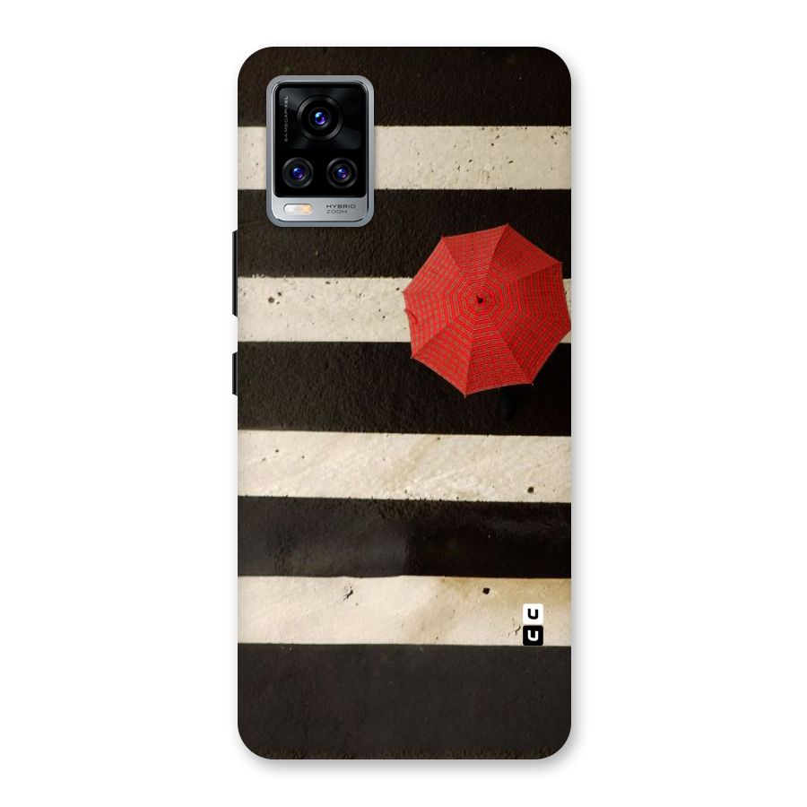 Single Red Umbrella Stripes Back Case for Vivo V20 Pro