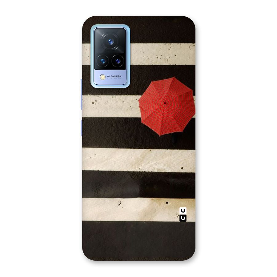 Single Red Umbrella Stripes Back Case for Vivo V21 5G