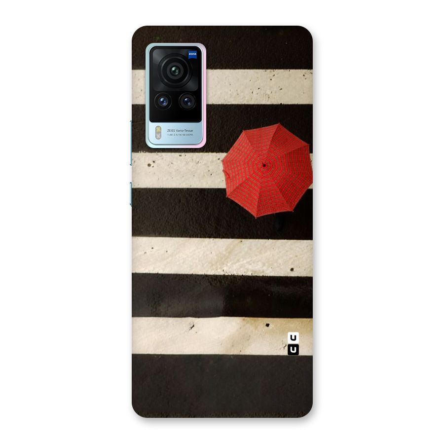 Single Red Umbrella Stripes Back Case for Vivo X60 Pro