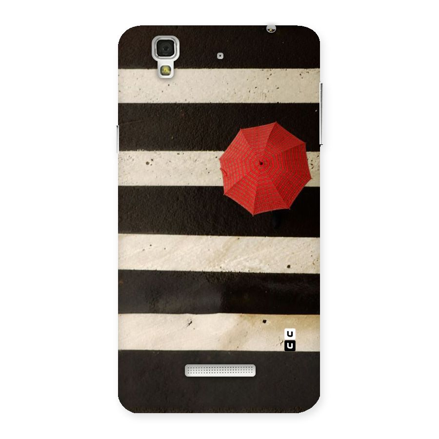 Single Red Umbrella Stripes Back Case for YU Yureka Plus