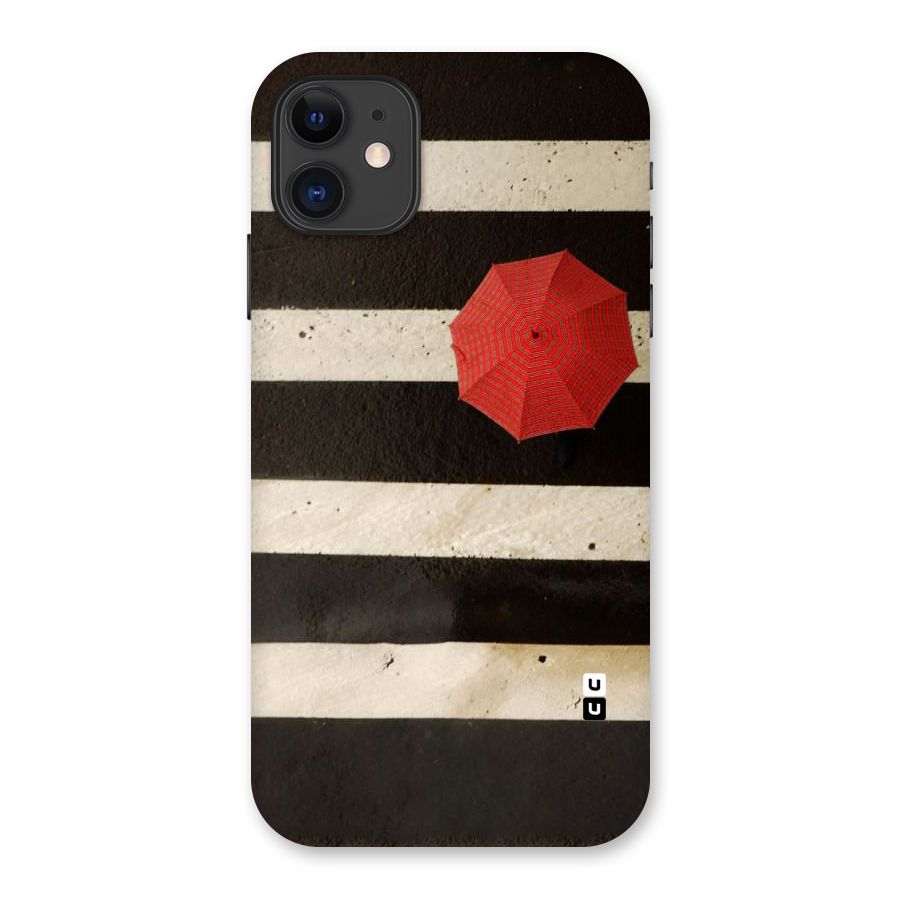 Single Red Umbrella Stripes Back Case for iPhone 11
